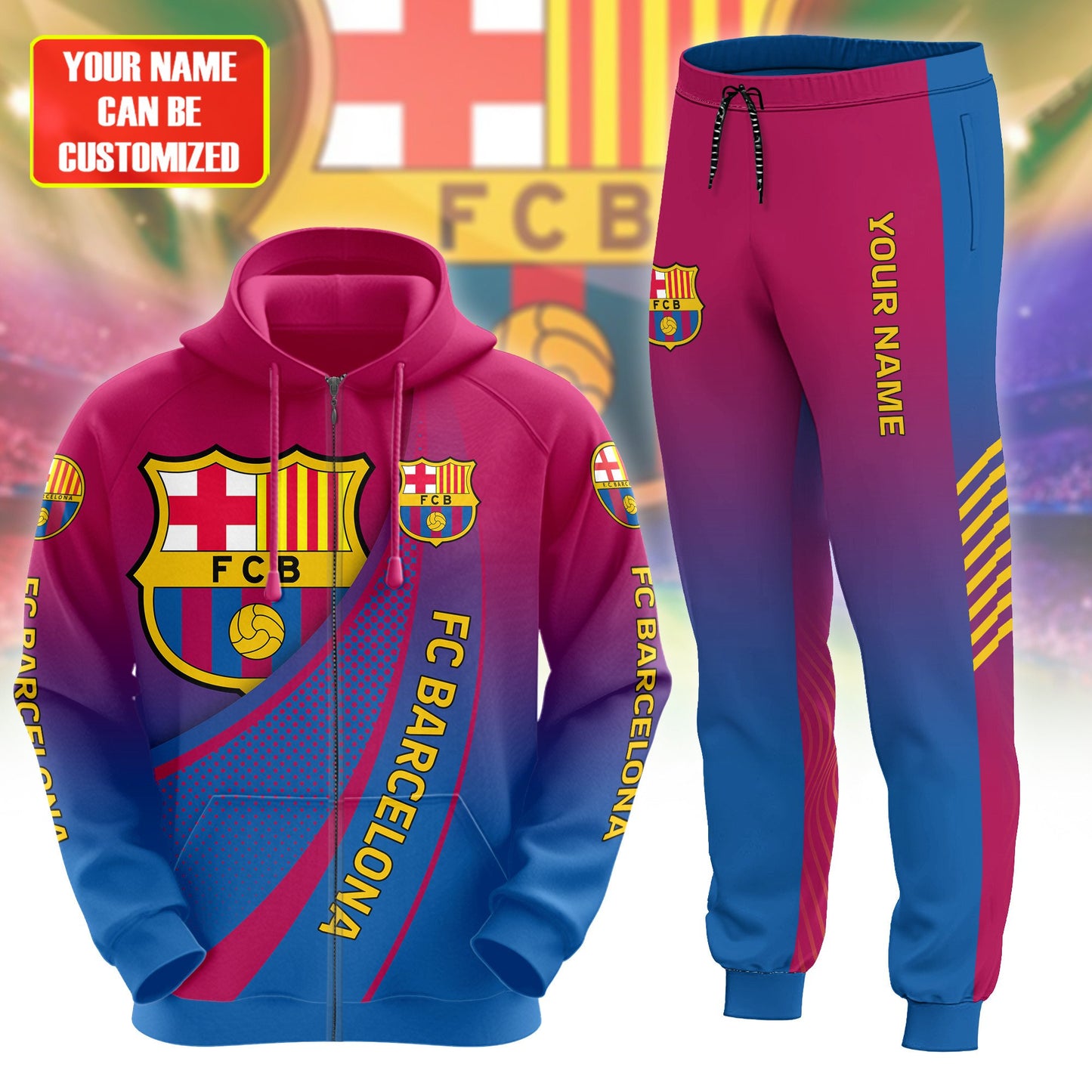 Personalized Barcelona 3D All over Printed Hoodie and Sweatpants set V9