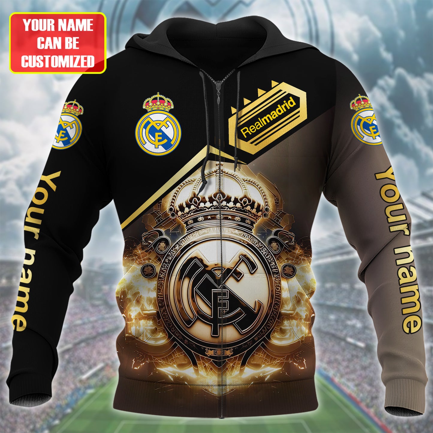 Personalized Real Madrid Art Full Printing Set , Real Madrid Shirt , Zipper Polo, Hoodie , Short , Polo ,hawaii