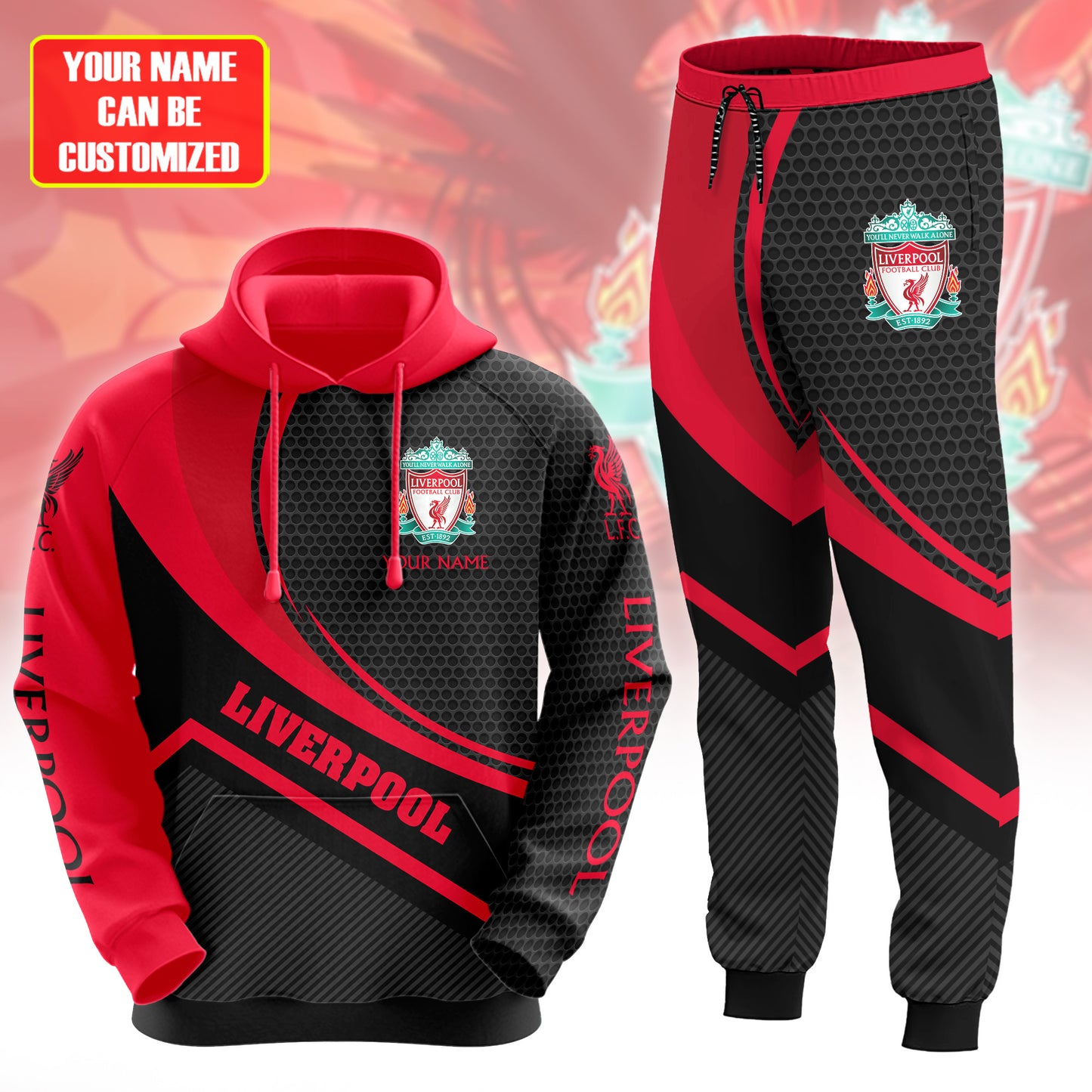 Personalized Liverpool Q8 3D All over Printed Hoodie and Sweatpants set