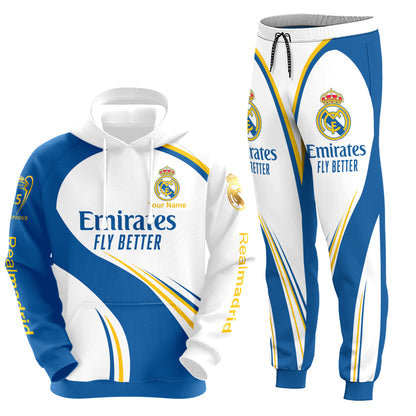 Personalized Real Madrid Champions 3D All over Printed Hoodie and Sweatpants set