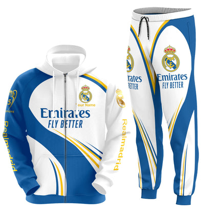 Personalized Real Madrid Champions 3D All over Printed Hoodie and Sweatpants set