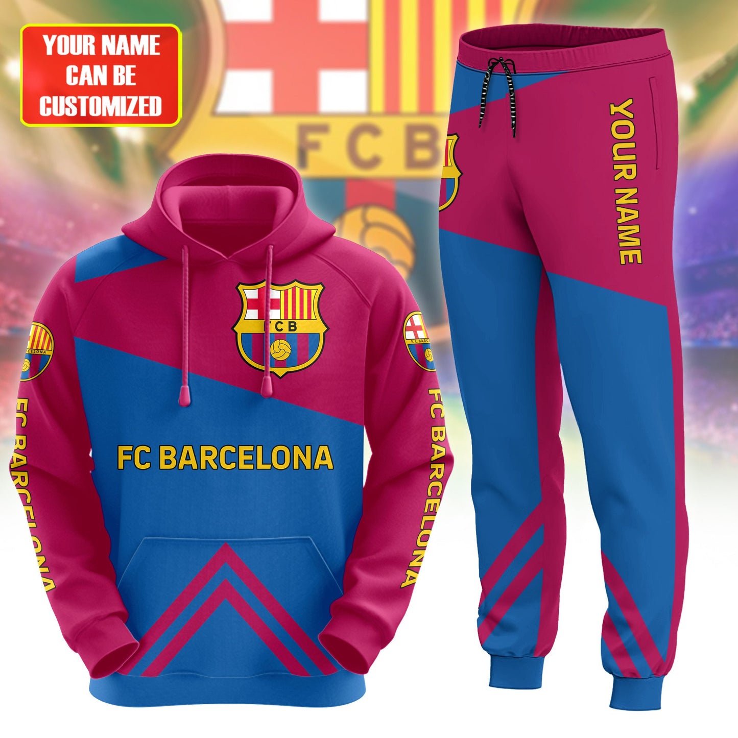 Personalized Barcelona 3D All over Printed Hoodie and Sweatpants set V10