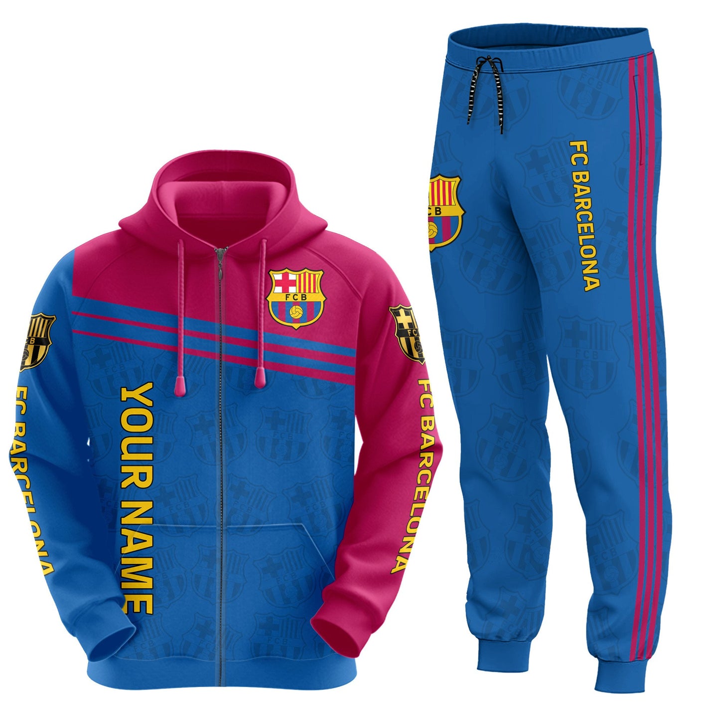 Personalized Barça Q12 3D All over Printed Hoodie and Sweatpants set