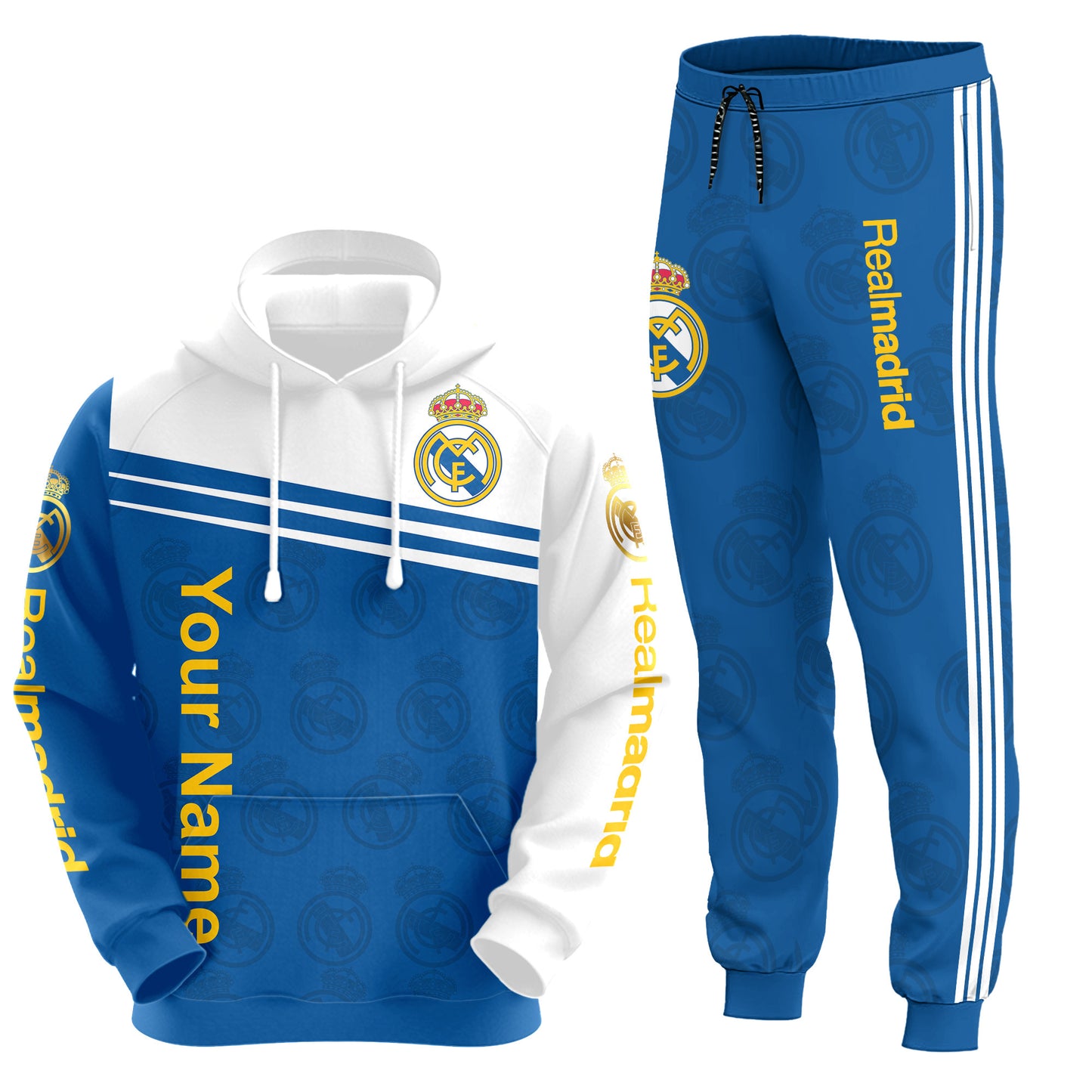 Personalized Real Madrid Q18 3D All over Printed Hoodie and Sweatpants set