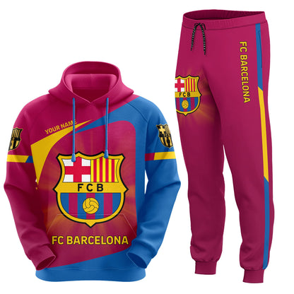 Personalized Barça Q13 3D All over Printed Hoodie and Sweatpants set