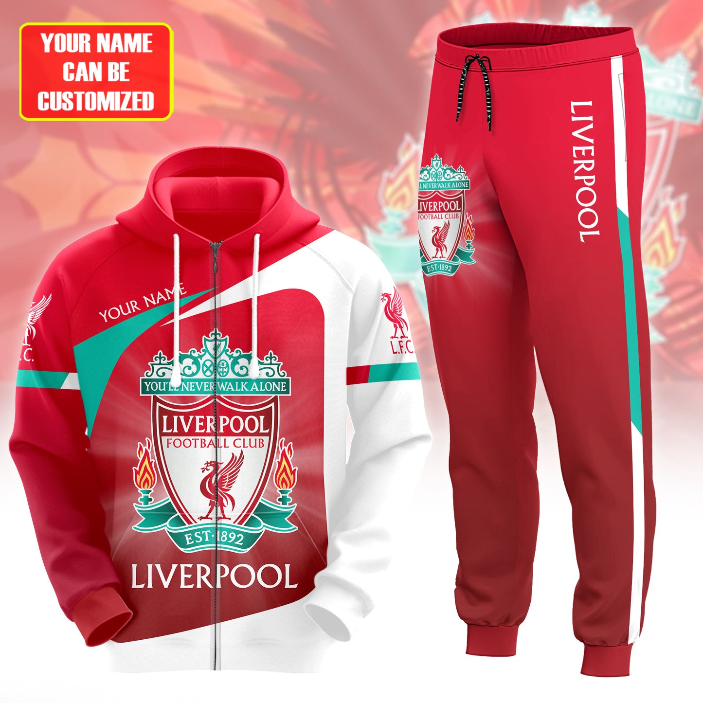 Personalized Liverpool Q9 3D All over Printed Hoodie and Sweatpants set