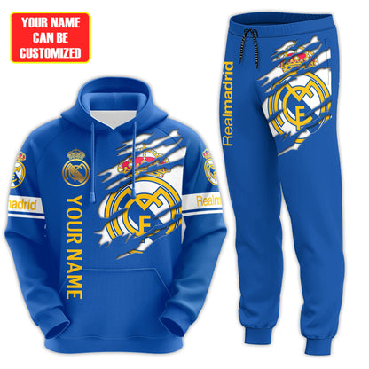 Personalized Real Madrid Tear 3D All over Printed Hoodie and Sweatpants set