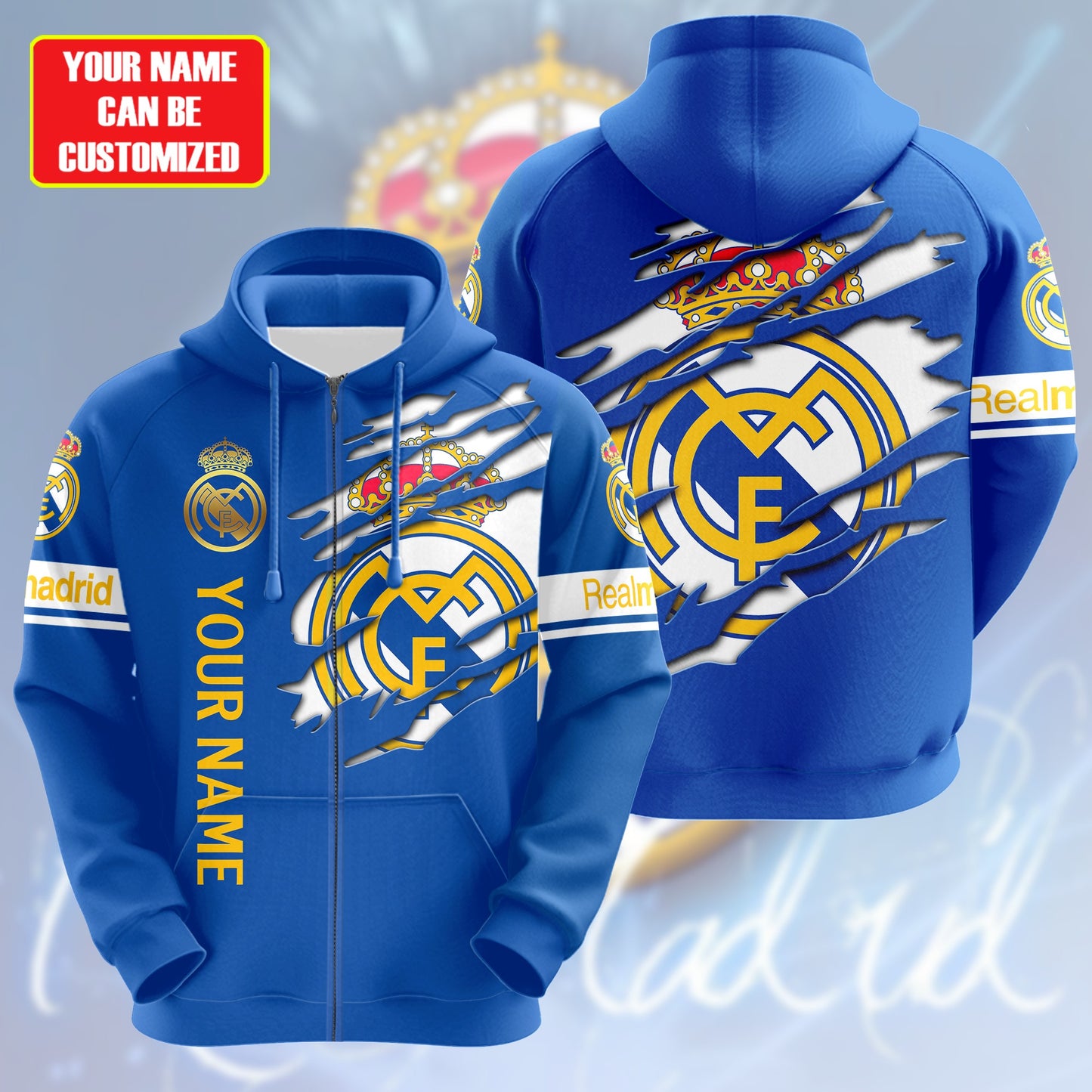 Personalized Real Madrid Tear 3D All over Printed Hoodie and Sweatpants set
