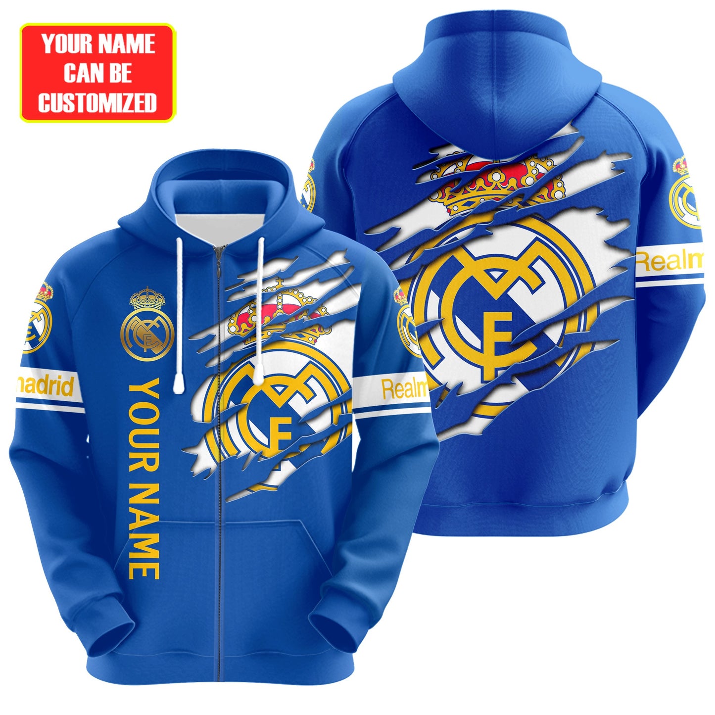 Personalized Real Madrid Tear 3D All over Printed Hoodie and Sweatpants set
