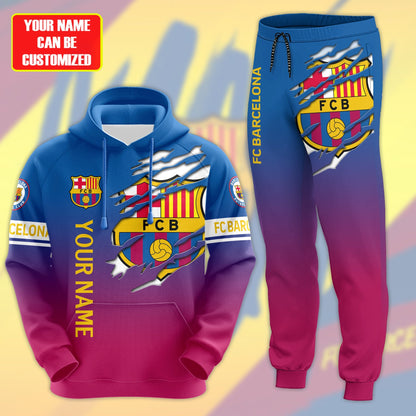 Personalized Barça Tear 3D All over Printed Hoodie and Sweatpants set
