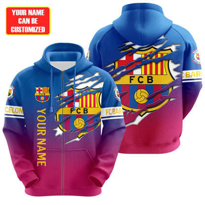 Personalized Barça Tear 3D All over Printed Hoodie and Sweatpants set