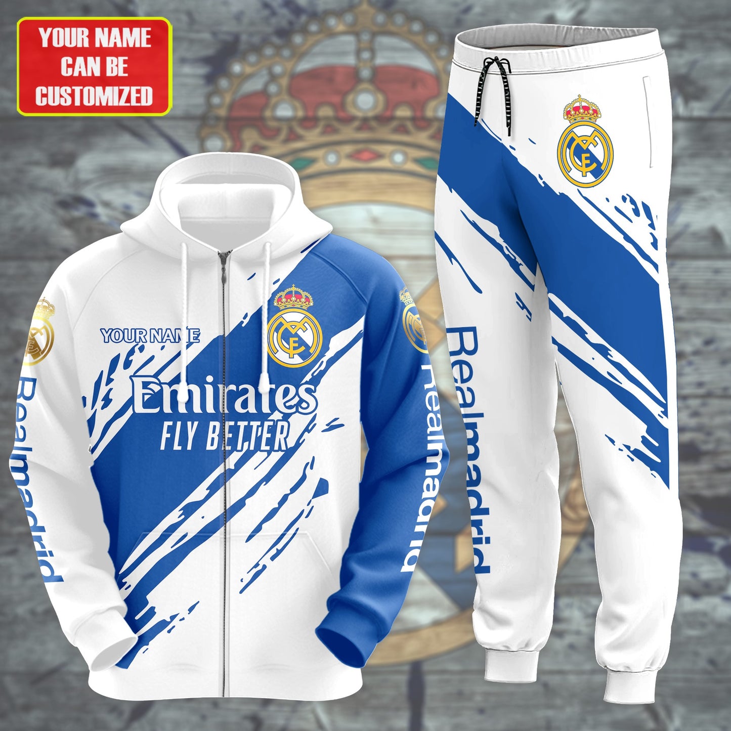 Personalized Real Madrid Q20 3D All over Printed Hoodie and Sweatpants set