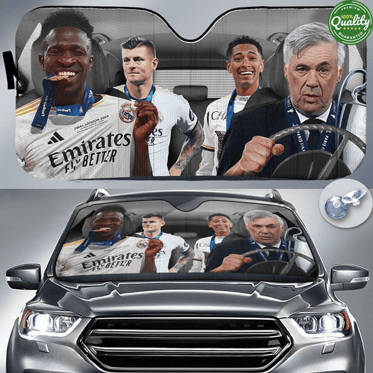 Real Madrid Funny Car Sunshade