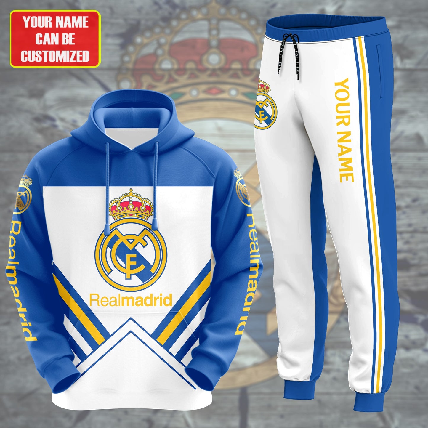 Personalized Real Madrid 3D All over Printed Hoodie and Sweatpants set V10