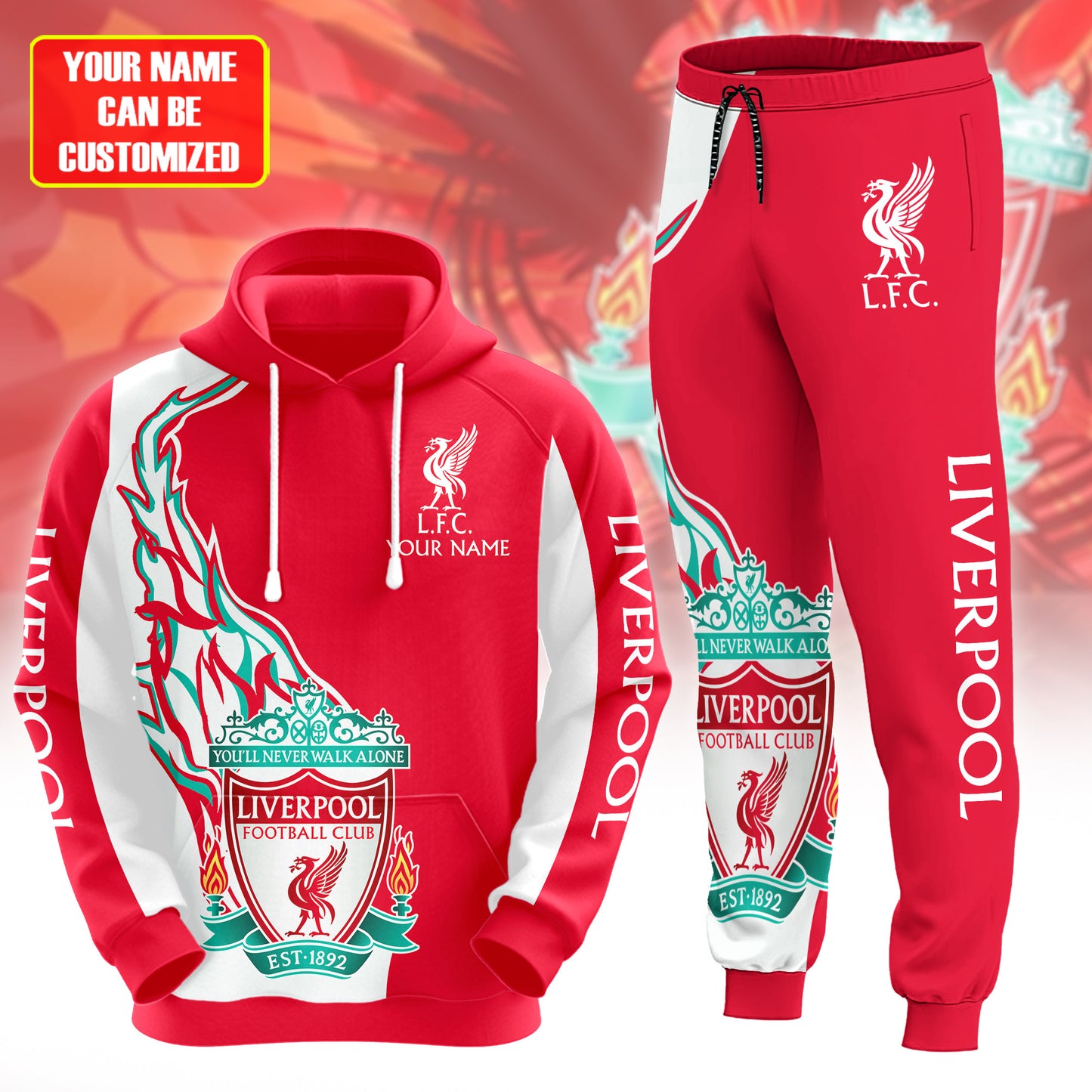 Personalized Liverpool 3D All over Printed Hoodie and Sweatpants set V12