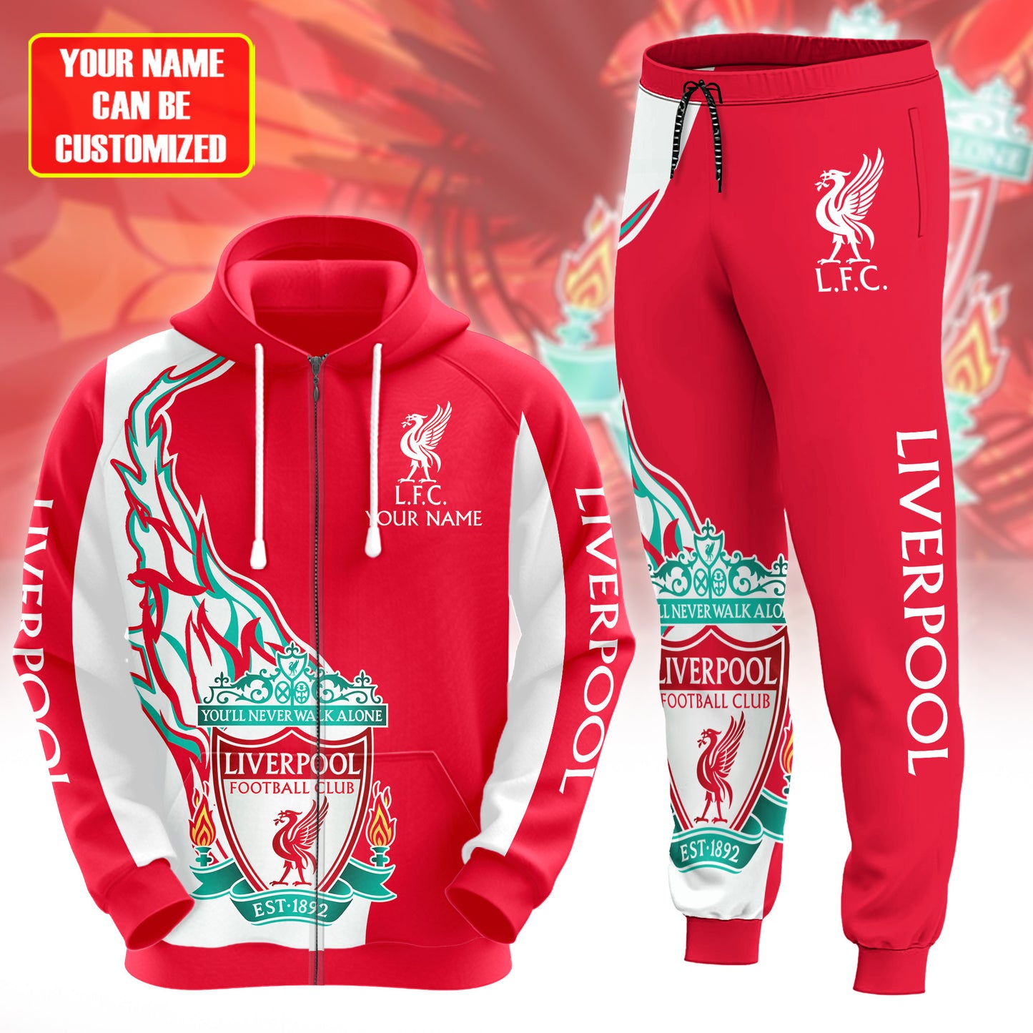 Personalized Liverpool 3D All over Printed Hoodie and Sweatpants set V12
