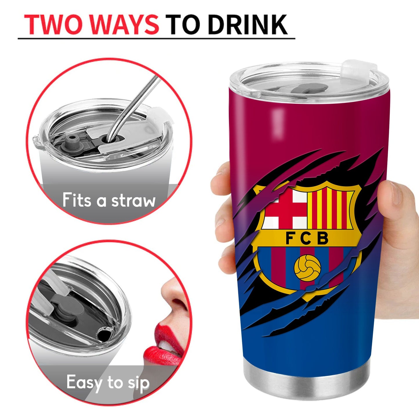 Personalized Barcelona V2 Stainless Tumbler 20oz 30oz Cup