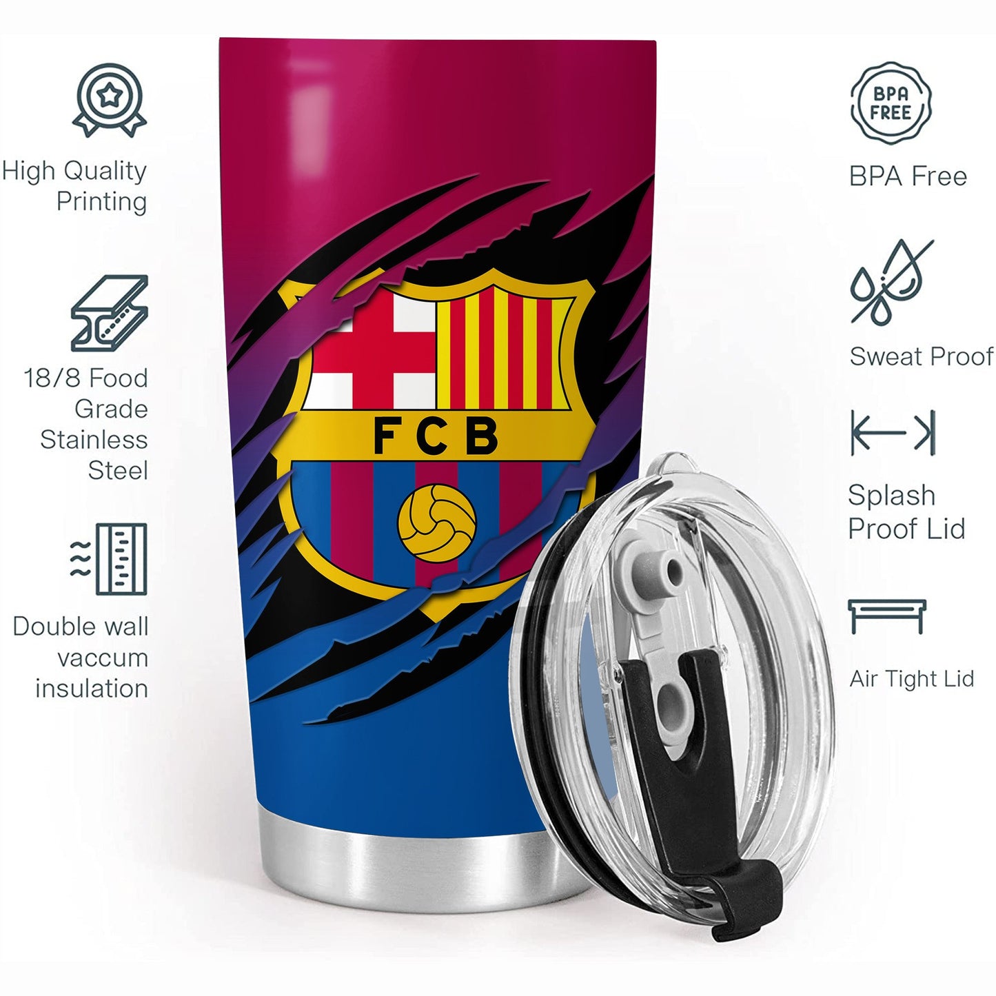 Personalized Barcelona V2 Stainless Tumbler 20oz 30oz Cup