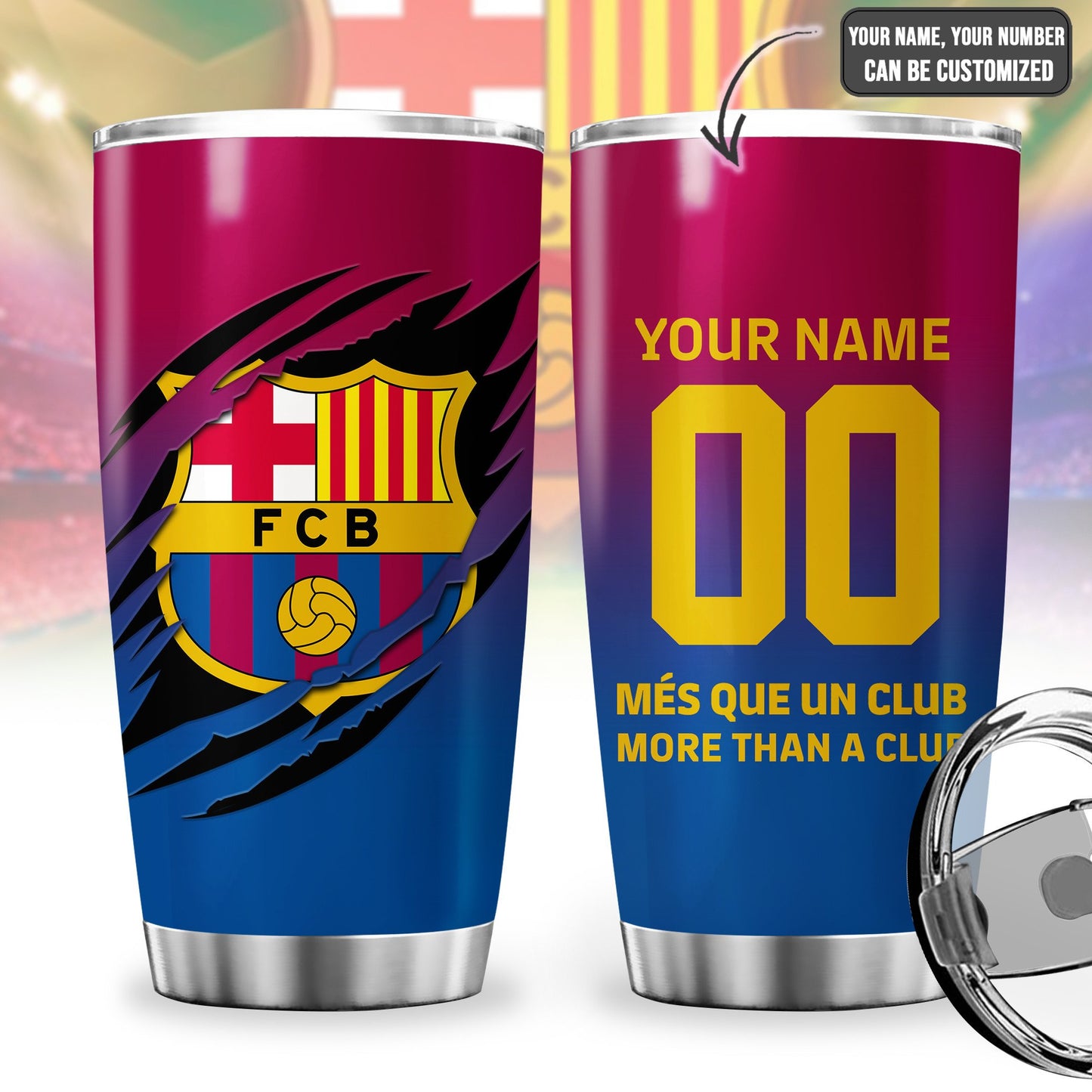 Personalized Barcelona V2 Stainless Tumbler 20oz 30oz Cup