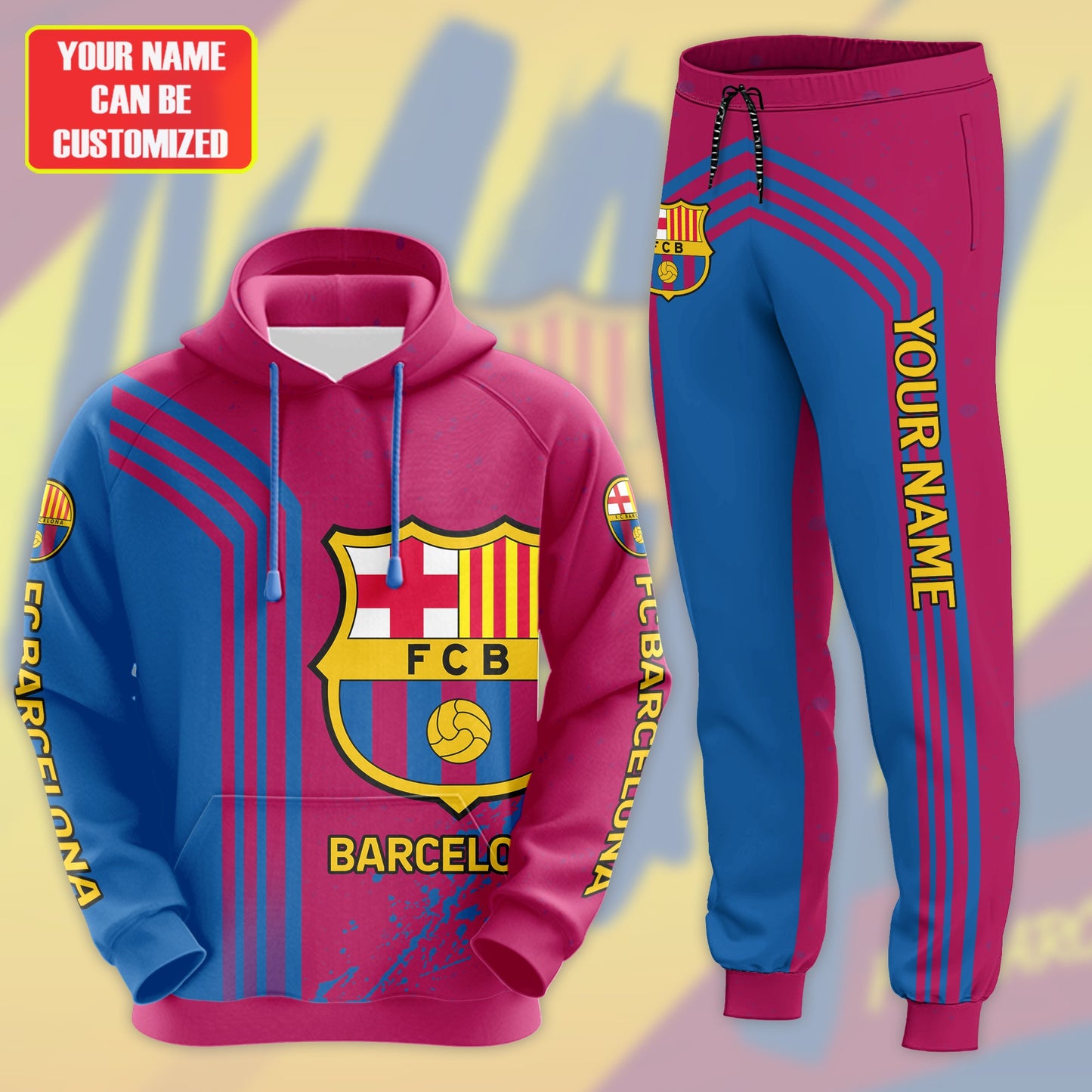 Personalized Barcelona 3D All over Printed Hoodie and Sweatpants set V12
