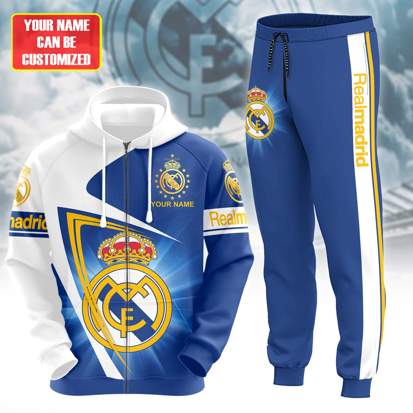 Personalized Real Madrid Q22 3D All over Printed Hoodie and Sweatpants set