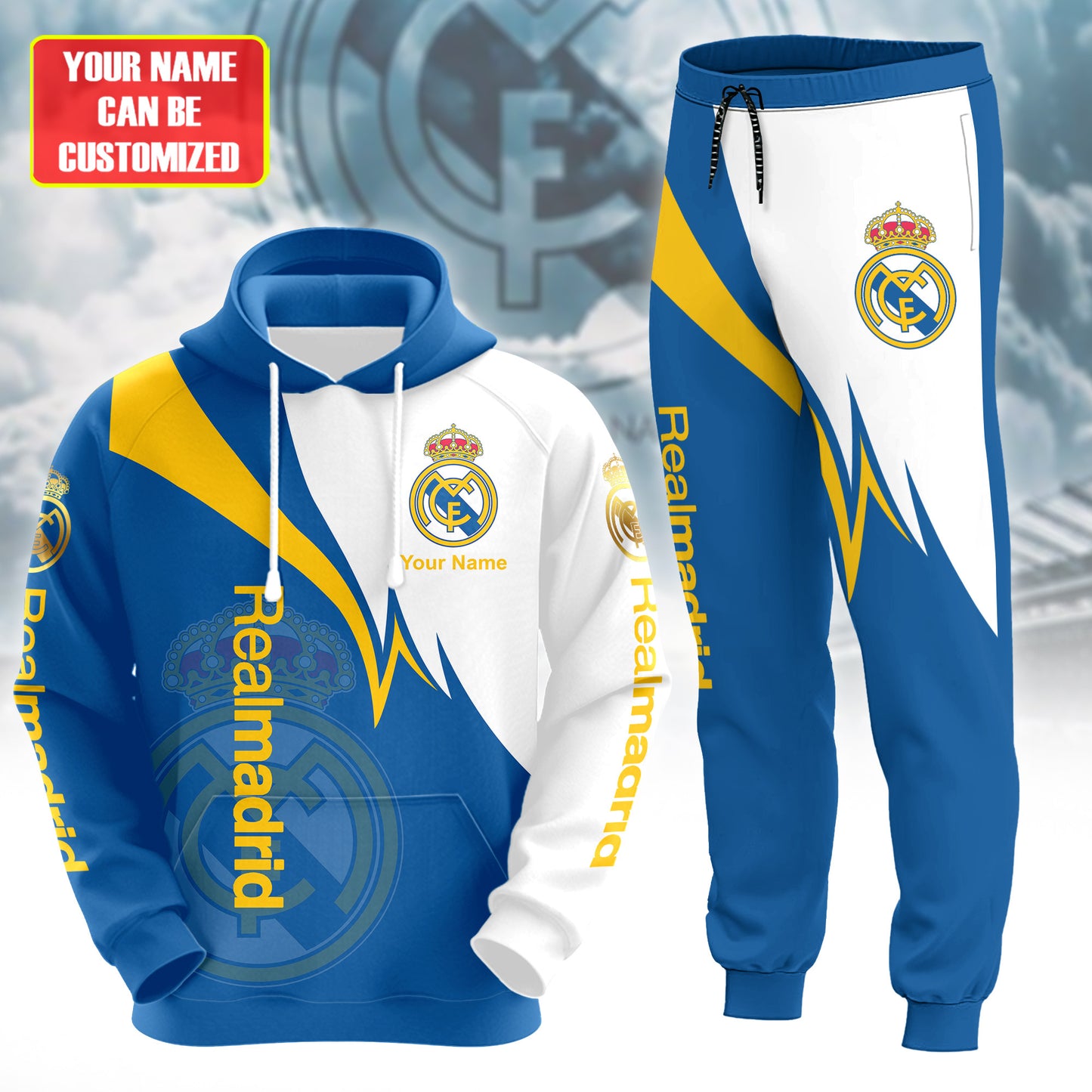 Personalized Real Madrid Q24 3D All over Printed Hoodie and Sweatpants set