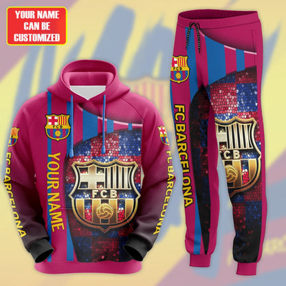 Personalized Barça Q14 3D All over Printed Hoodie and Sweatpants set