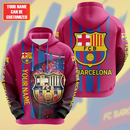 Personalized Barça Q14 3D All over Printed Hoodie and Sweatpants set