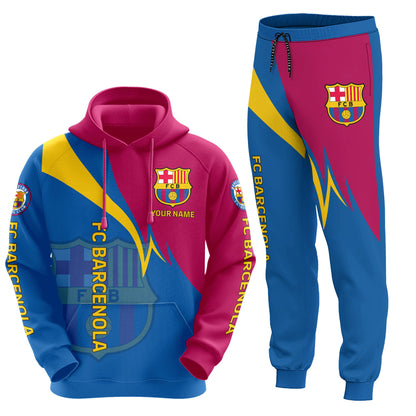 Personalized Barça Q15 3D All over Printed Hoodie and Sweatpants set