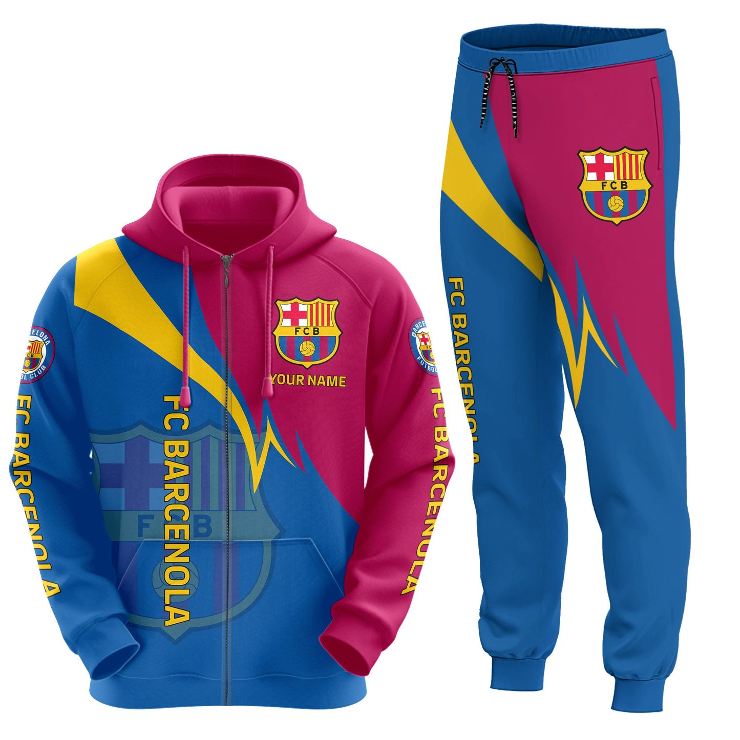 Personalized Barça Q15 3D All over Printed Hoodie and Sweatpants set
