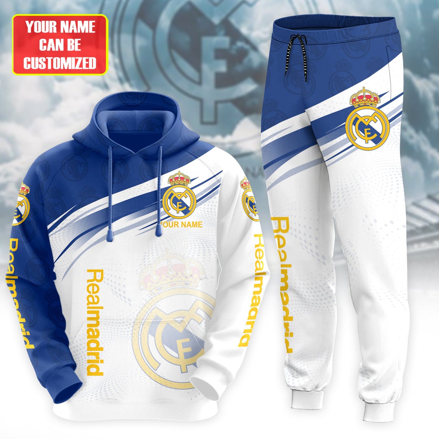 Personalized Real Madrid 3D All over Printed Hoodie and Sweatpants set V11
