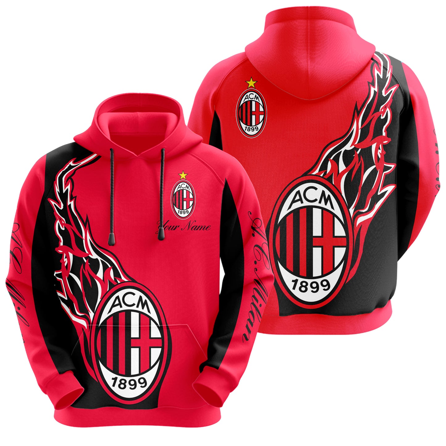 Personalized AC Milan 3D All over Printed Hoodie and Sweatpants set V6