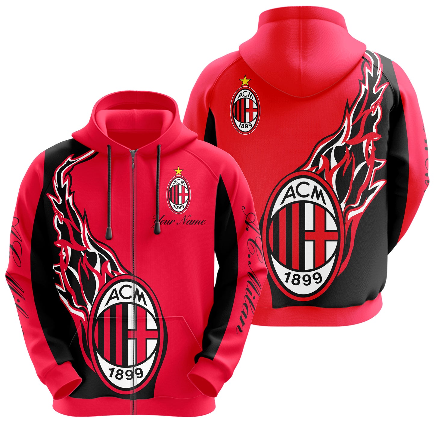 Personalized AC Milan 3D All over Printed Hoodie and Sweatpants set V6