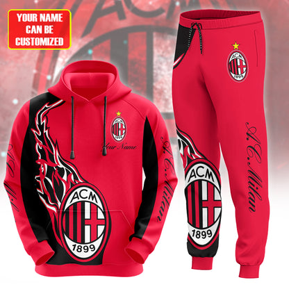 Personalized AC Milan 3D All over Printed Hoodie and Sweatpants set V6