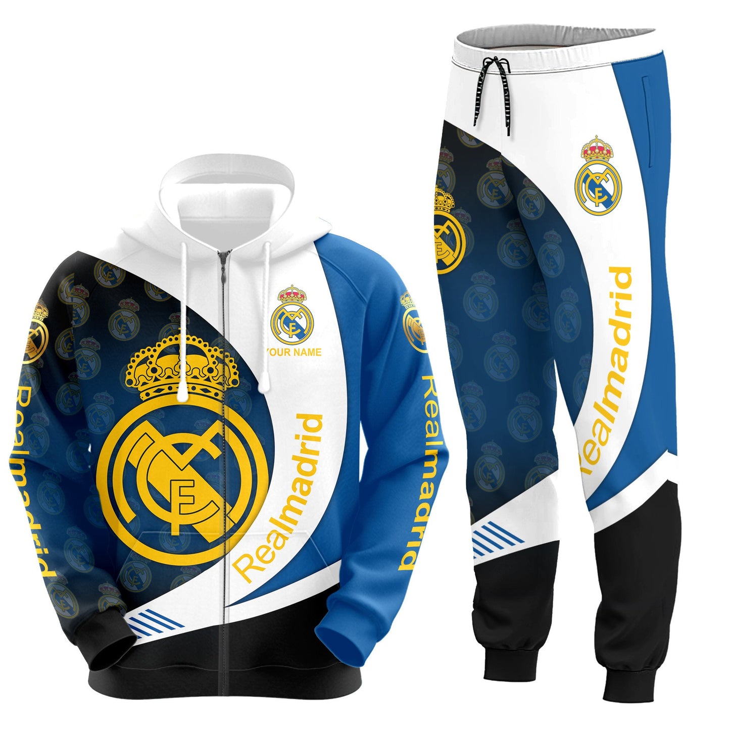 Personalized Real Madrid Q25 3D All over Printed Hoodie and Sweatpants set