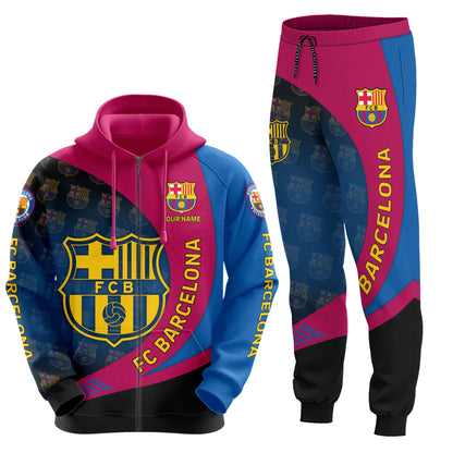 Personalized Barça Q16 3D All over Printed Hoodie and Sweatpants set