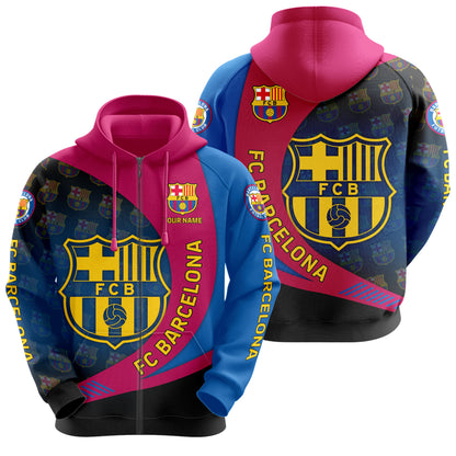 Personalized Barça Q16 3D All over Printed Hoodie and Sweatpants set