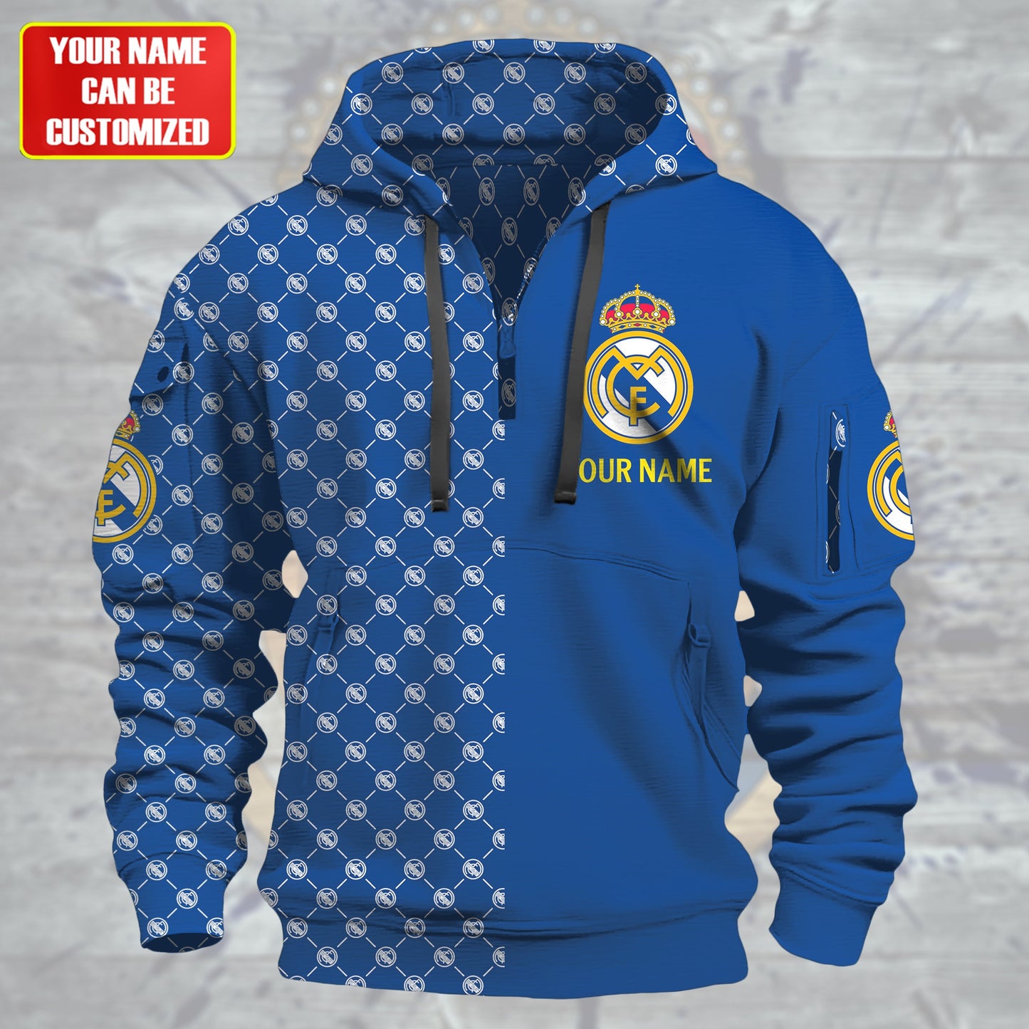 Personalized Real Madrid Pattern 3D Cotton Hoodie and Sweatpants set