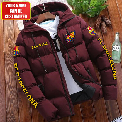 Personalized Barcelona FC Tear Puffer Jacket With Hood