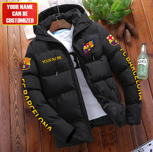Personalized Barcelona FC Tear Puffer Jacket With Hood