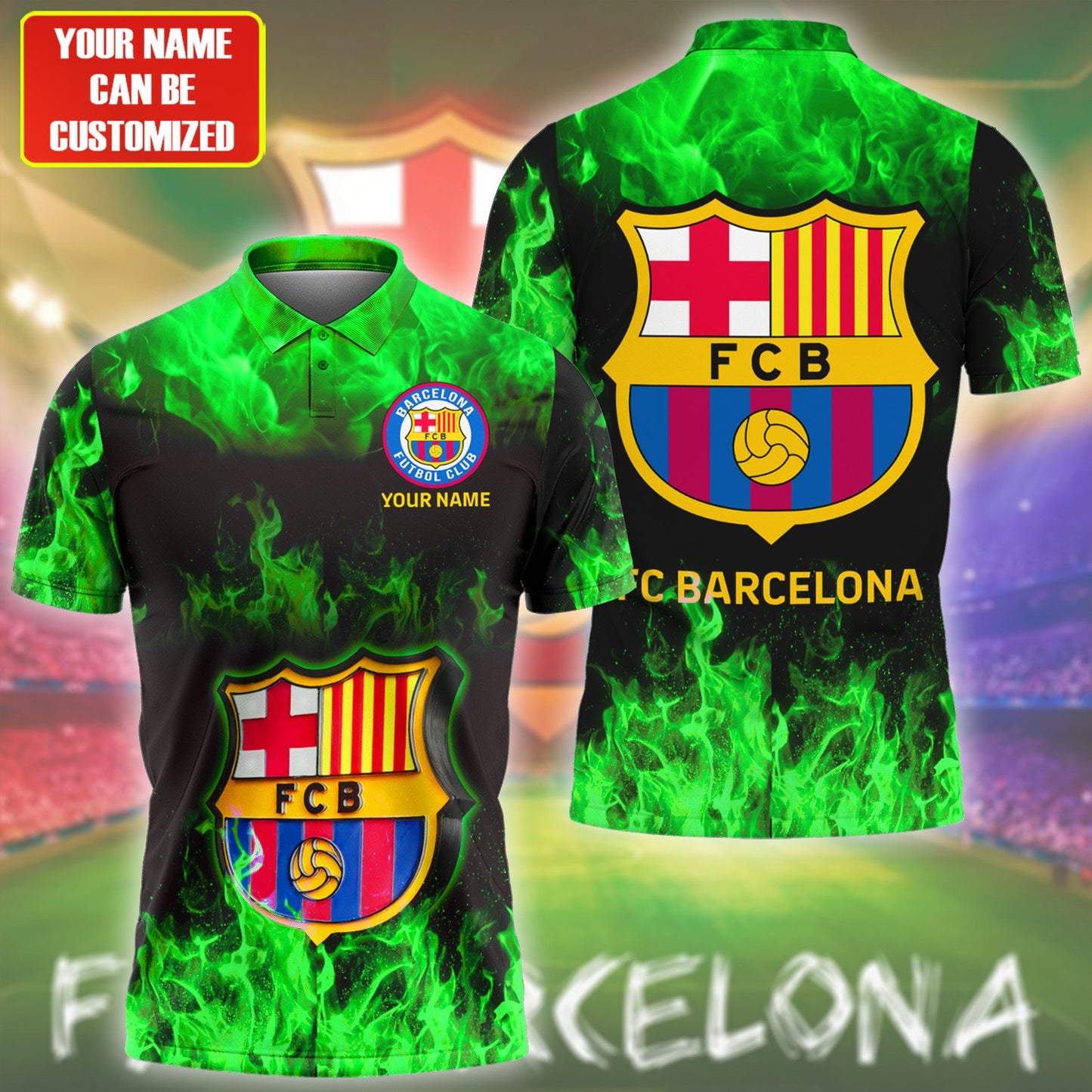 Personalized Barça Fire Green Version 3D Full Printing Set
