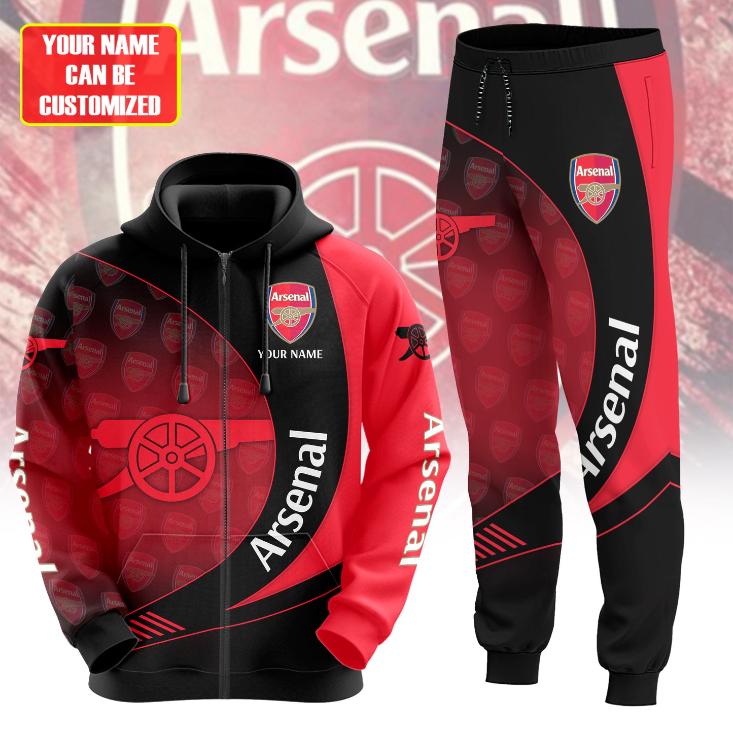 Personalized Arsenal Q5 3D All over Printed Hoodie and Sweatpants set
