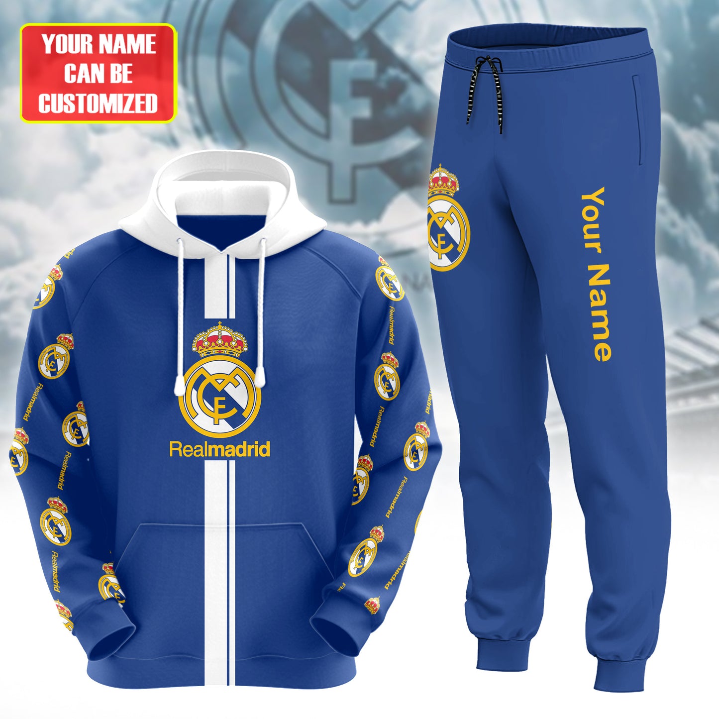 Personalized Real Madrid 3D All over Printed Hoodie and Sweatpants set V12