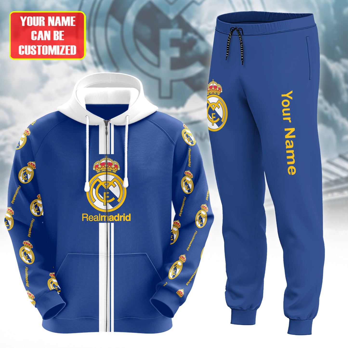 Personalized Real Madrid 3D All over Printed Hoodie and Sweatpants set V12
