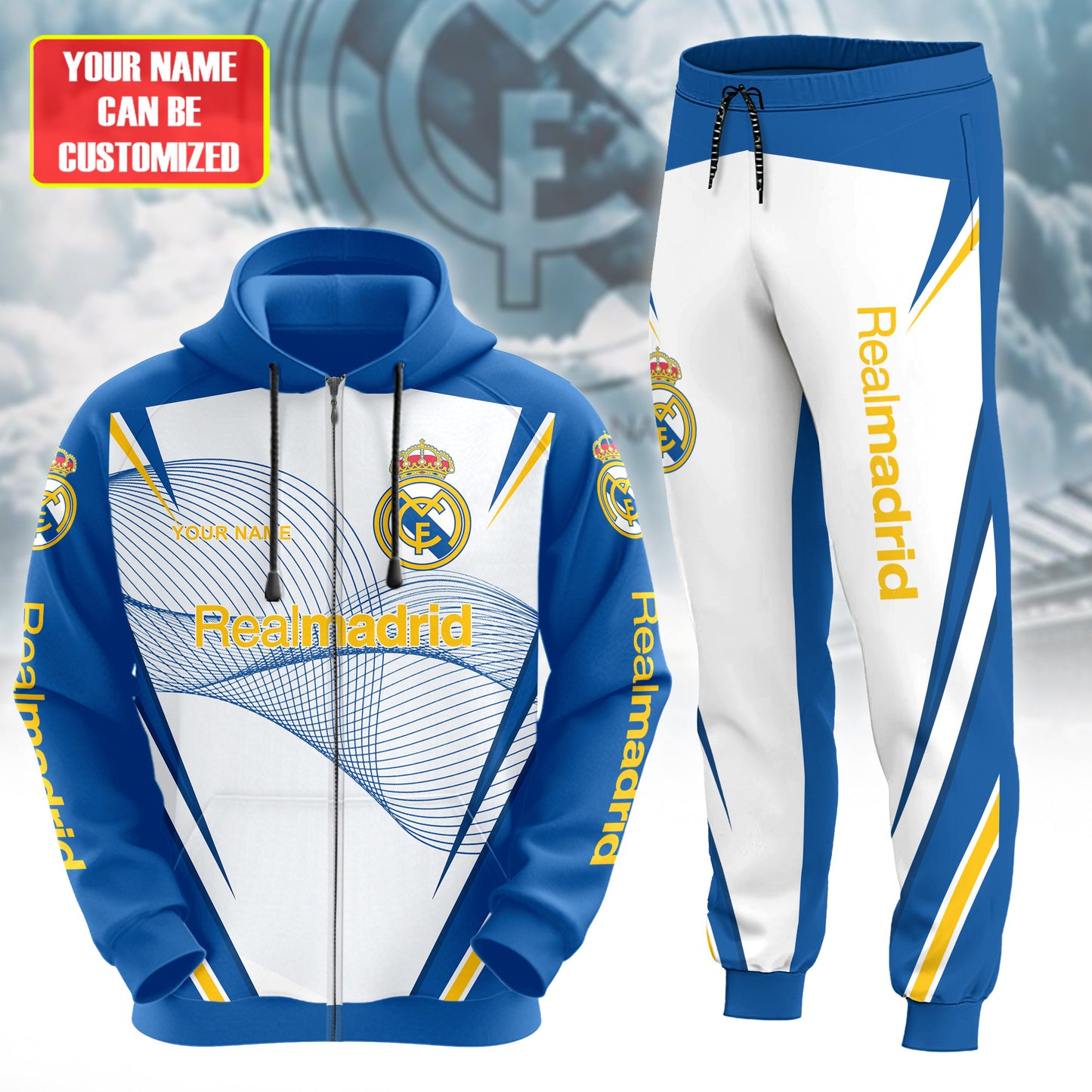Personalized Real Madrid Q27 3D All over Printed Hoodie and Sweatpants set
