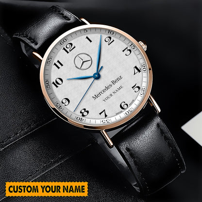 Personalized Merc Longines Leather Watch