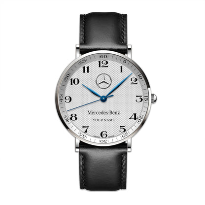 Personalized Merc Longines Leather Watch