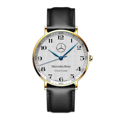 Personalized Merc Longines Leather Watch
