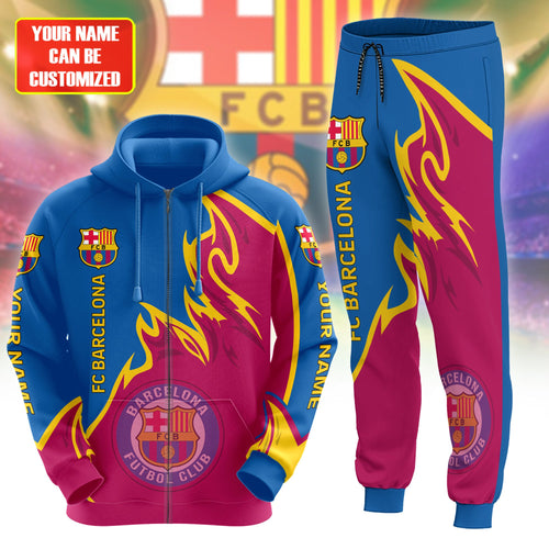 Personalized Barça Q17 3D All over Printed Hoodie and Sweatpants set
