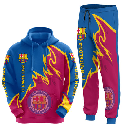 Personalized Barça Q17 3D All over Printed Hoodie and Sweatpants set